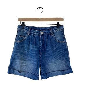 Blank NYC Pleated High Rise Cuffed Shorts